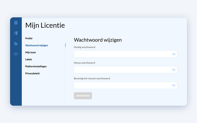 Wachtwoord wijzigen in Mijn Licentie